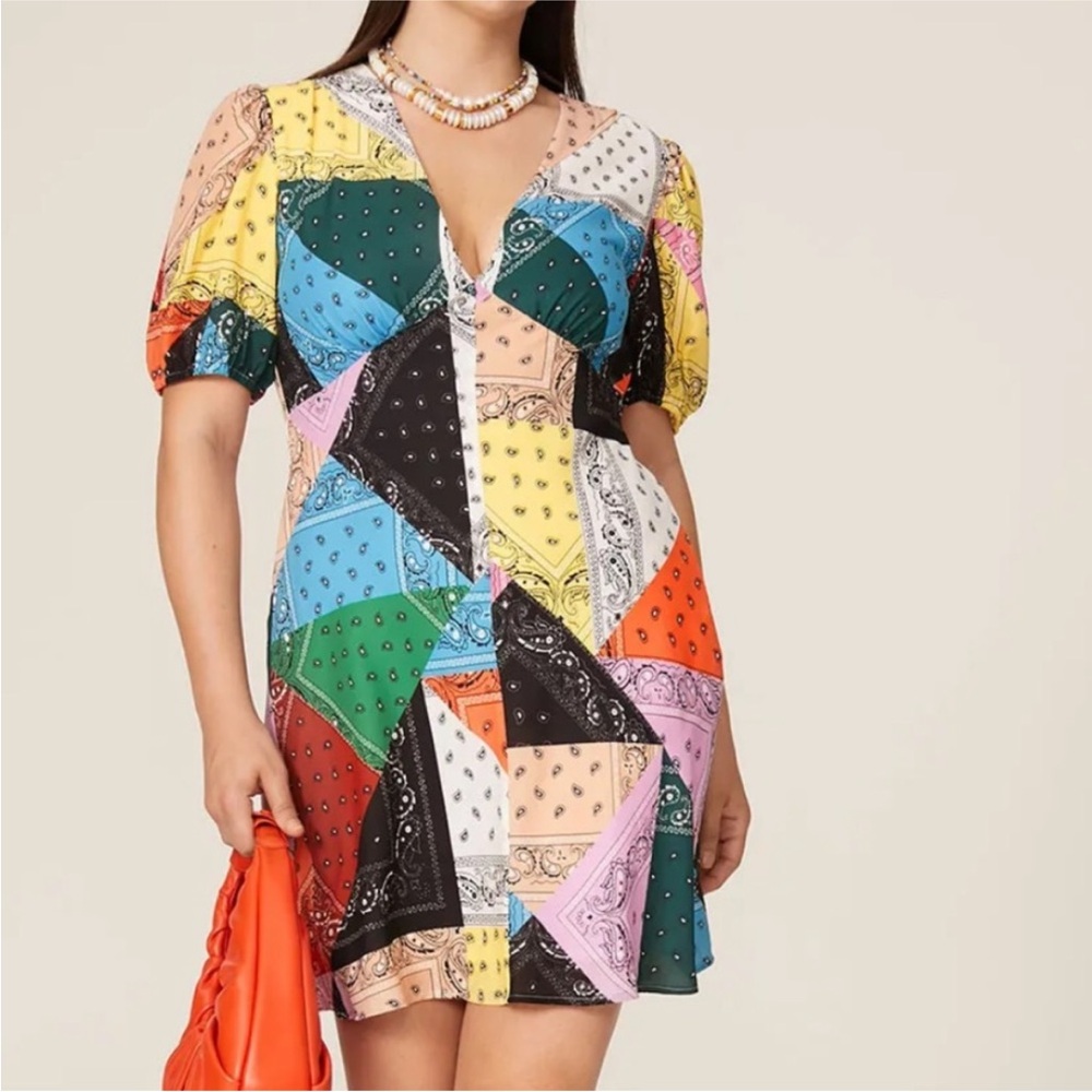 Staud Multicolor Patchwork Mini Dress Euc - image 5